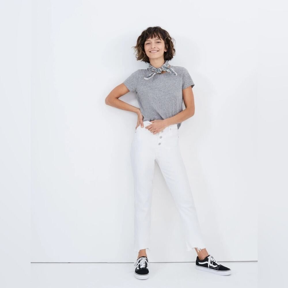 Madewell The Tall Perfect Vintage Crop Jean in Tile White Button Fly   Size: 24T